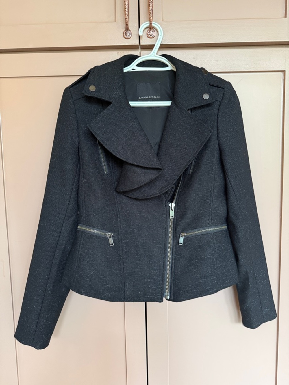 Banana Republic Black Asymmetrical Zip Blazer Jacket (6)